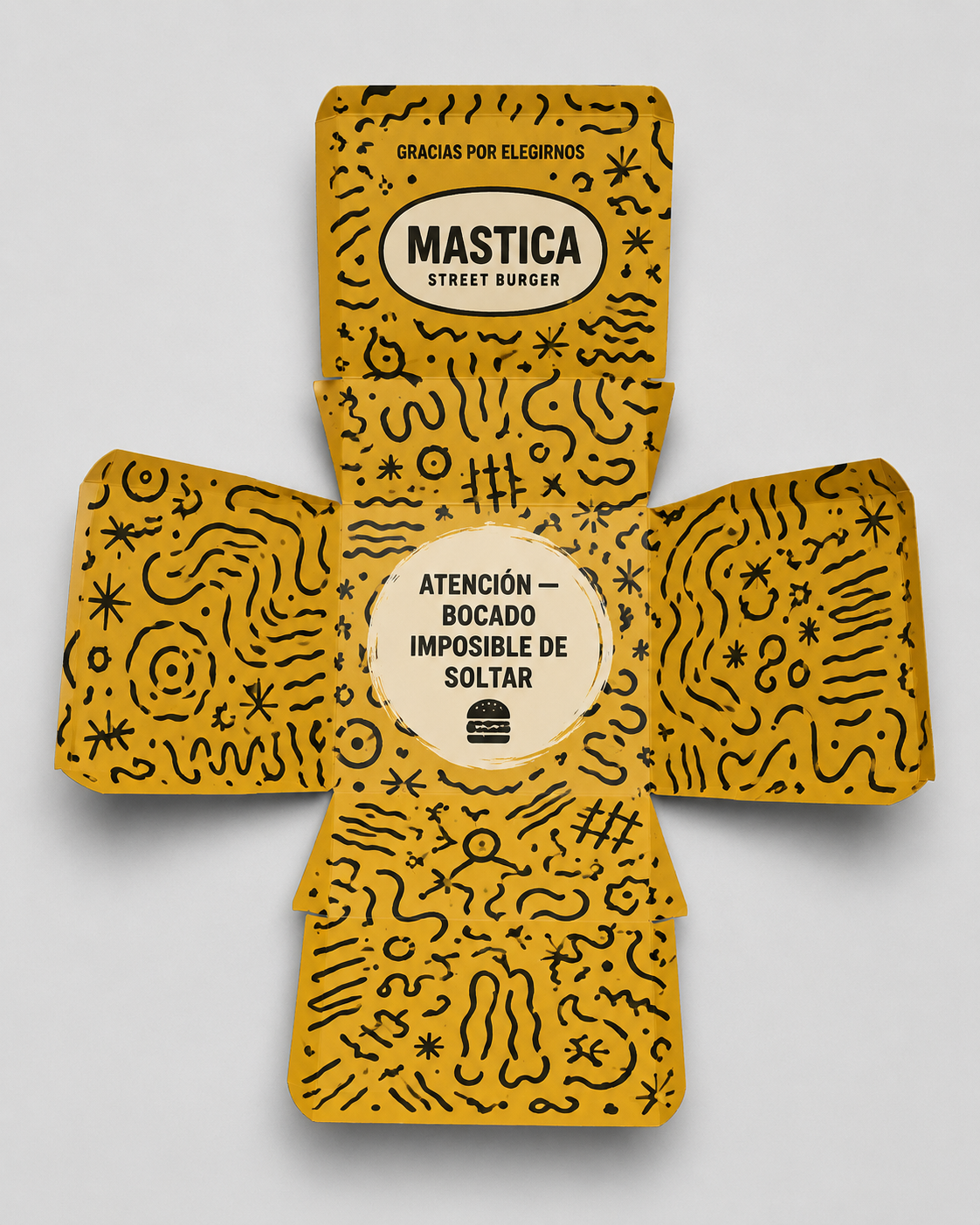 Caja tipo flor abierta — otro diseño, marca Mastica