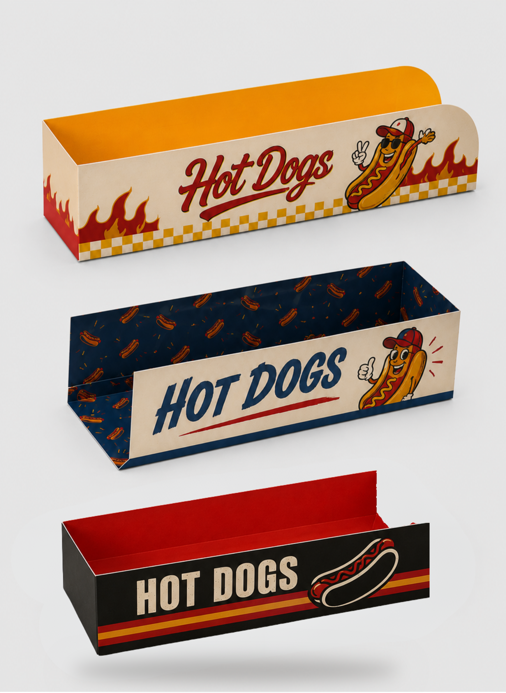 Caja tipo pala para hot dog