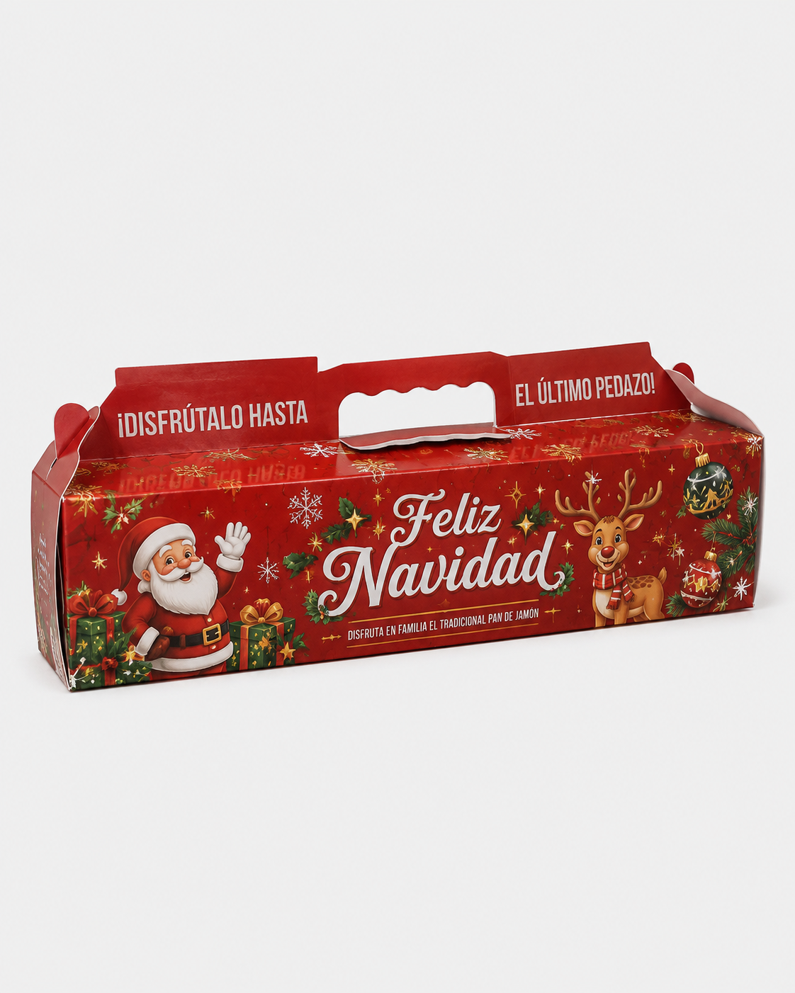 Caja navideña para pan de jamón con asa — DuoPrint