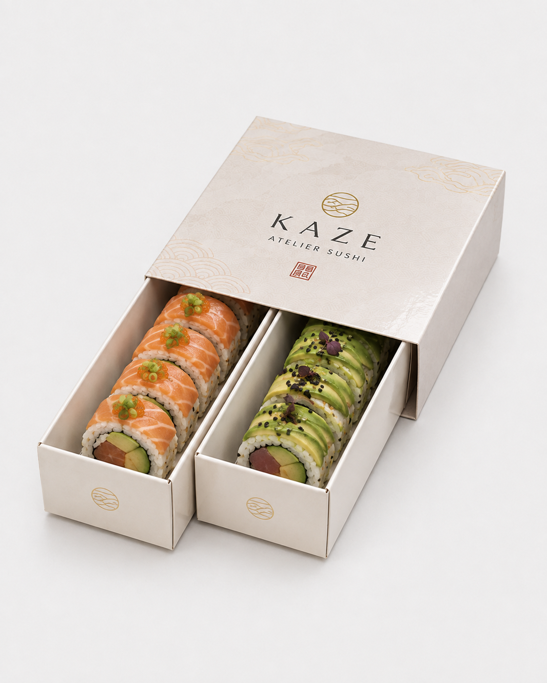 Caja de sushi cerilla de 2 cajones deslizantes personalizada — DuoPrint