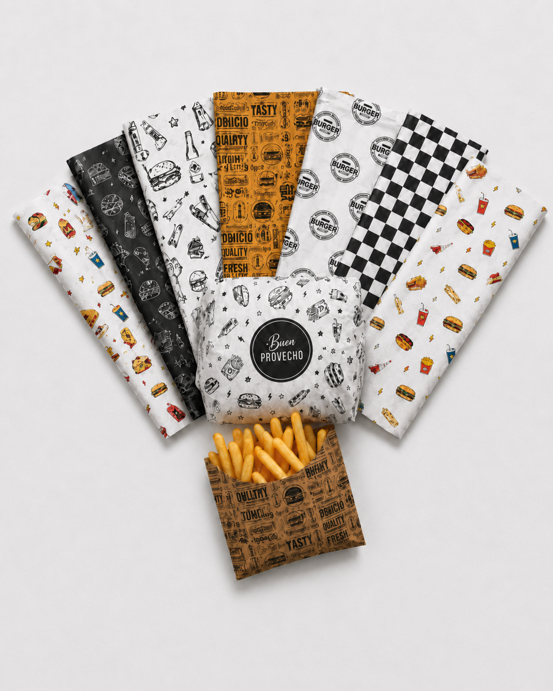 Papel sulfurizado 40 gr personalizado — varios diseños, Buen Provecho